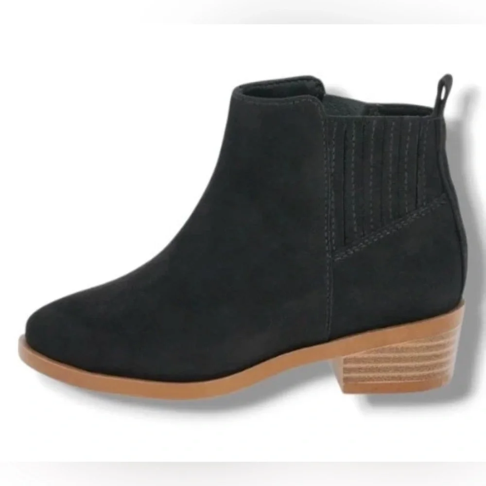 Wonder Nation Girls Black Ankle Boots Size 1”Side Zip Chelsea Style New